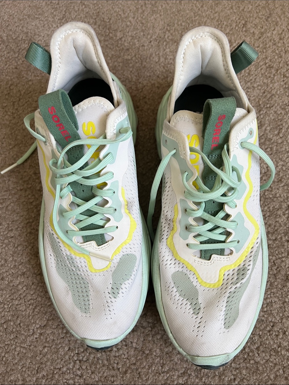 Sorel Women's Mint Green, White & Yellow Athletic Sneakers